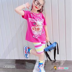 Bộ lửng sọc in gấu XE ĐẨY dễ thương cho bé gái BGB122000