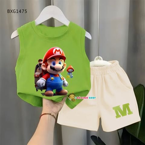 Bộ sát nách mùa Hè Super Mario dễ thương cho bé trai BXG1474