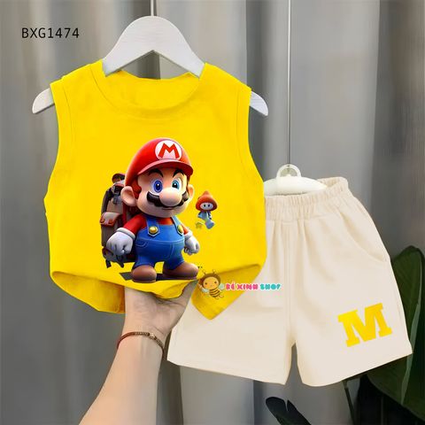 Bộ sát nách mùa Hè Super Mario dễ thương cho bé trai BXG1474