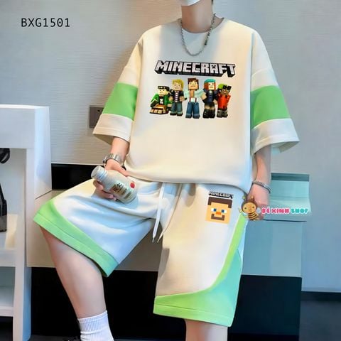 Bộ thun phối màu MineCraft dễ thương cho bé trai BXG1501
