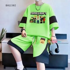 Bộ thun phối màu MineCraft dễ thương cho bé trai BXG1501