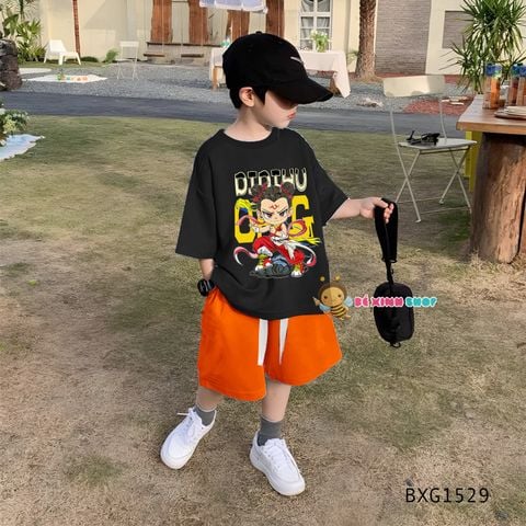 Bộ thun in Natra quần dây gút bản to dễ thương cho bé trai đi học, đi chơi BXG1529