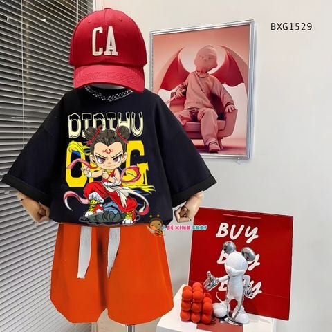 Bộ thun in Natra quần dây gút bản to dễ thương cho bé trai đi học, đi chơi BXG1529