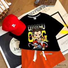 Bộ thun in Natra quần dây gút bản to dễ thương cho bé trai đi học, đi chơi BXG1529