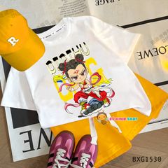 Bộ thun in Natra quần dây gút bản to dễ thương cho bé trai đi học, đi chơi BXG1529