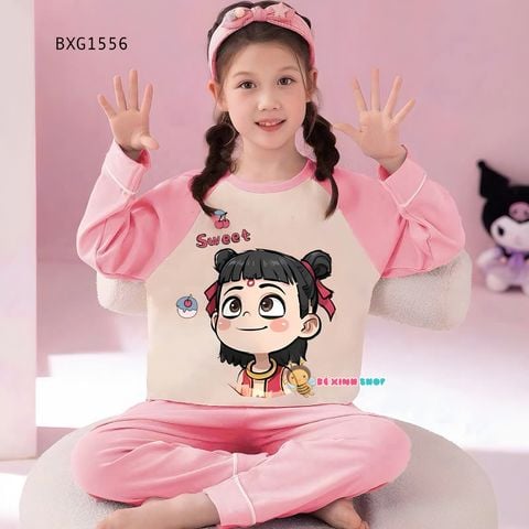 Bộ ngủ mặc nhà tay phối in NATRA dễ thương cho bé trai & bé gái BXG1556