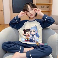 Bộ ngủ mặc nhà tay phối in NATRA dễ thương cho bé trai & bé gái BXG1556