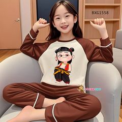 Bộ ngủ mặc nhà tay phối in NATRA dễ thương cho bé trai & bé gái BXG1556