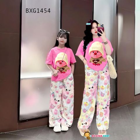 Bộ thun in Loopy Quần ống suông họa tiết dễ thương cho MẸ & Bé gái BXG1453