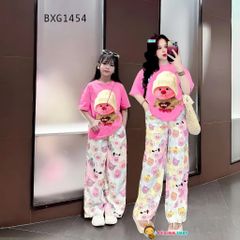 Bộ thun in Loopy Quần ống suông họa tiết dễ thương cho MẸ & Bé gái BXG1453