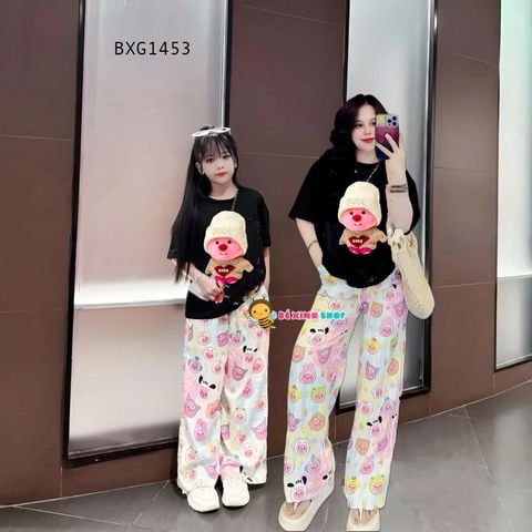 Bộ thun in Loopy Quần ống suông họa tiết dễ thương cho MẸ & Bé gái BXG1453