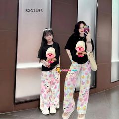 Bộ thun in Loopy Quần ống suông họa tiết dễ thương cho MẸ & Bé gái BXG1453