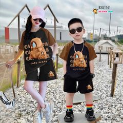 Bộ thun Cotton tay raplang CAPYBARA dễ thương cho bé trai & bé gái BXG1161