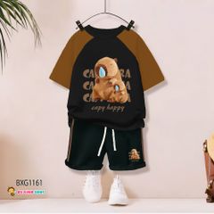 Bộ thun Cotton tay raplang CAPYBARA dễ thương cho bé trai & bé gái BXG1161