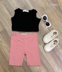 Bộ lửng áo croptop sát nách dễ thương cho bé gái BGB123378