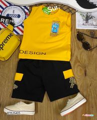 [XẢ KHO] Bộ sát nách in chữ DESIGN dễ thương cho bé trai BTB26405