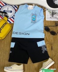 [XẢ KHO] Bộ sát nách in chữ DESIGN dễ thương cho bé trai BTB26405