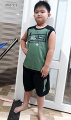 Bộ thun sát nách in chữ HOLIDAY dễ thương cho bé trai mùa hè BTB27531