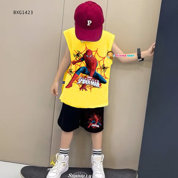 Set thun sát nách tay lỡ người nhện dễ thương cho bé trai BXG1423