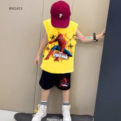 Set thun sát nách tay lỡ người nhện dễ thương cho bé trai BXG1423