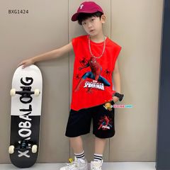 Set thun sát nách tay lỡ người nhện dễ thương cho bé trai BXG1423