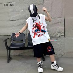 Set thun sát nách tay lỡ người nhện dễ thương cho bé trai BXG1423