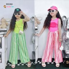 Bộ áo sát nách in chữ quần sọc ống suông dể thương cho MẸ & Bé gái BXG968