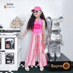 Bộ áo sát nách in chữ quần sọc ống suông dể thương cho MẸ & Bé gái BXG968