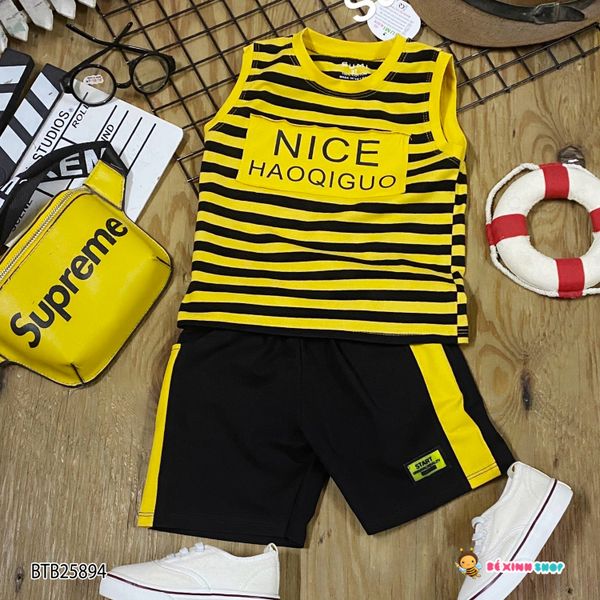 [XẢ KHO] Bộ sát nách sọc NICE dễ thương bé trai BTB25892