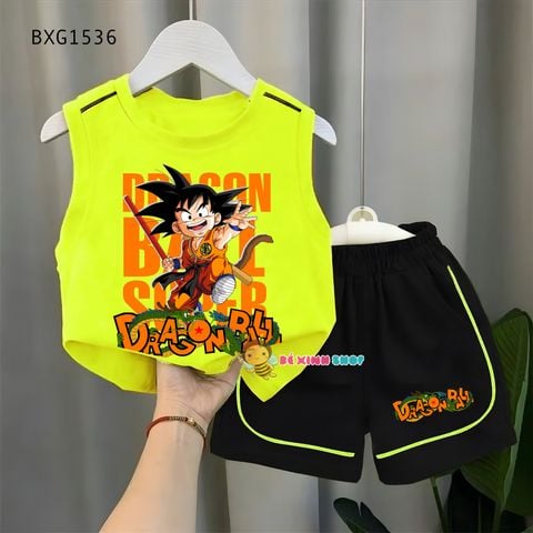 Bộ sát nách mùa hè in Songoku quần chạy viền dễ thương cho bé trai BXG1535