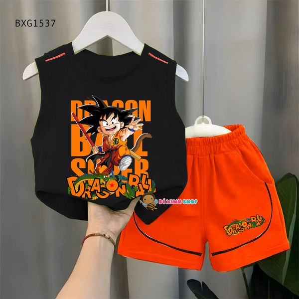 Bộ sát nách mùa hè in Songoku quần chạy viền dễ thương cho bé trai BXG1535