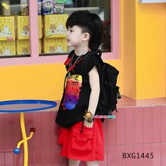 Bộ sát nách tay lỡ in chữ quần túi hộp dễ thương cho bé trai BXG1444