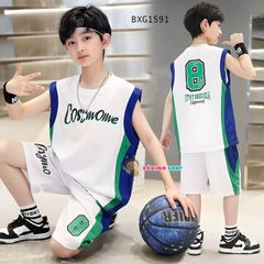 Bộ áo sát nách thể thao số 8 dễ thương cho bé trai ngày Hè BXG1591