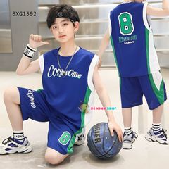 Bộ áo sát nách thể thao số 8 dễ thương cho bé trai ngày Hè BXG1591