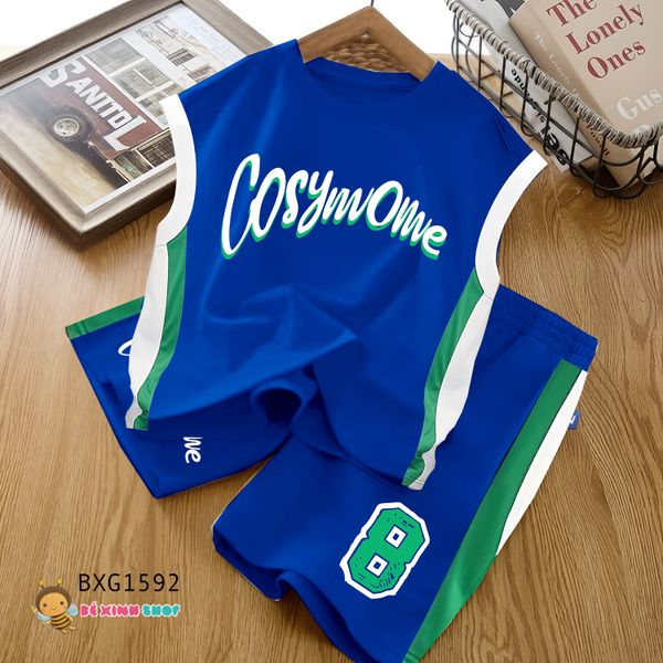 Bộ áo sát nách thể thao số 8 dễ thương cho bé trai ngày Hè BXG1591