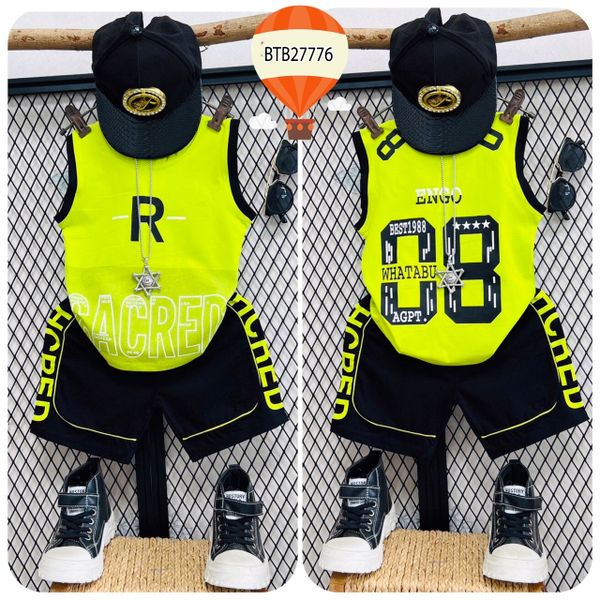 Bộ sát nách thể thao chữ R dễ thương cho bé trai BTB27776