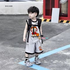 Bộ thun bóng áo sát nách Labubu dễ thương cho bé trai BXG1600