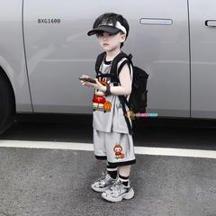 Bộ thun bóng áo sát nách Labubu dễ thương cho bé trai BXG1600