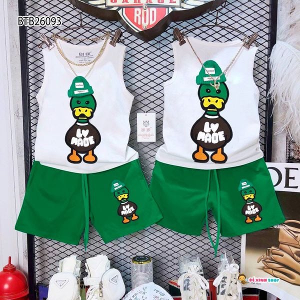 [XẢ KHO] Bộ sát nách in Vịt dễ thương cho bé trai BTB26093