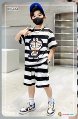 Bộ thun phối sọc Doremon dễ thương cho bé trai & bé gái BXG414