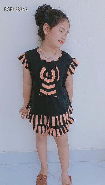 Bộ thun sọc phối nơ dễ thương cho bé gái BGB123343