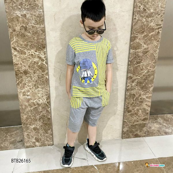 Bộ thun phối sọc cảnh sát dễ thương cho bé trai BTB26165