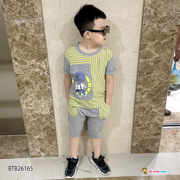 Bộ thun phối sọc cảnh sát dễ thương cho bé trai BTB26165