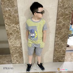 Bộ thun phối sọc cảnh sát dễ thương cho bé trai BTB26165