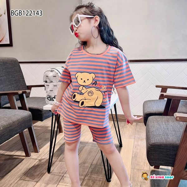 [XẢ KHO] Bộ lửng sọc gấu AM dễ thương cho bé gái BGB122143