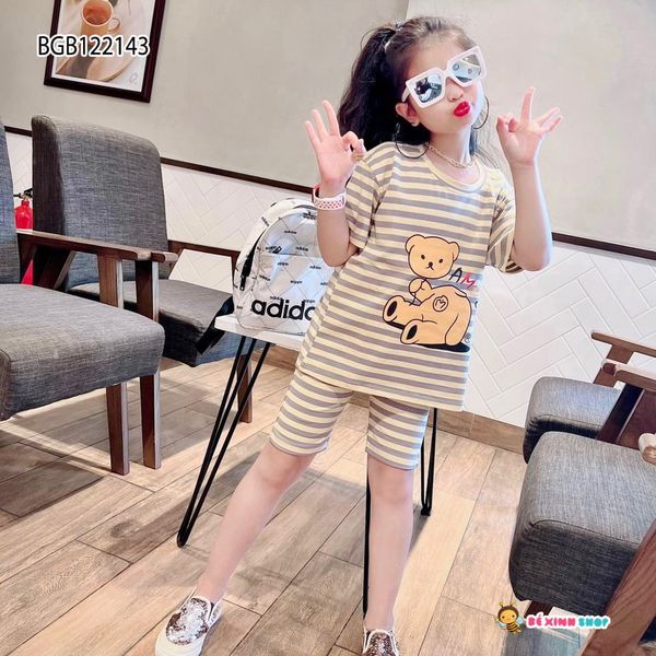 [XẢ KHO] Bộ lửng sọc gấu AM dễ thương cho bé gái BGB122143