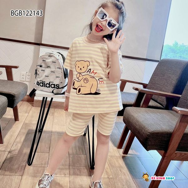 [XẢ KHO] Bộ lửng sọc gấu AM dễ thương cho bé gái BGB122143