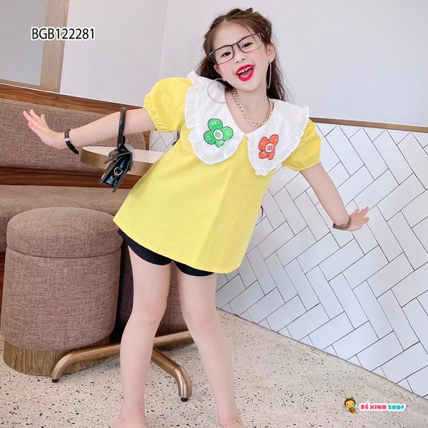 Bộ sort cổ sen in hoa dễ thương cho bé gái BGB122281