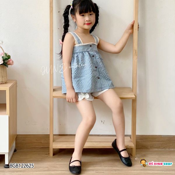 Bộ sort dây caro dễ thương cho bé gái BGB122625