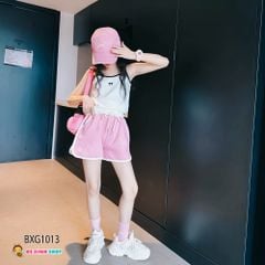 Bộ áo dây in nơ quần sort dễ thương cho bé gái BXG1013